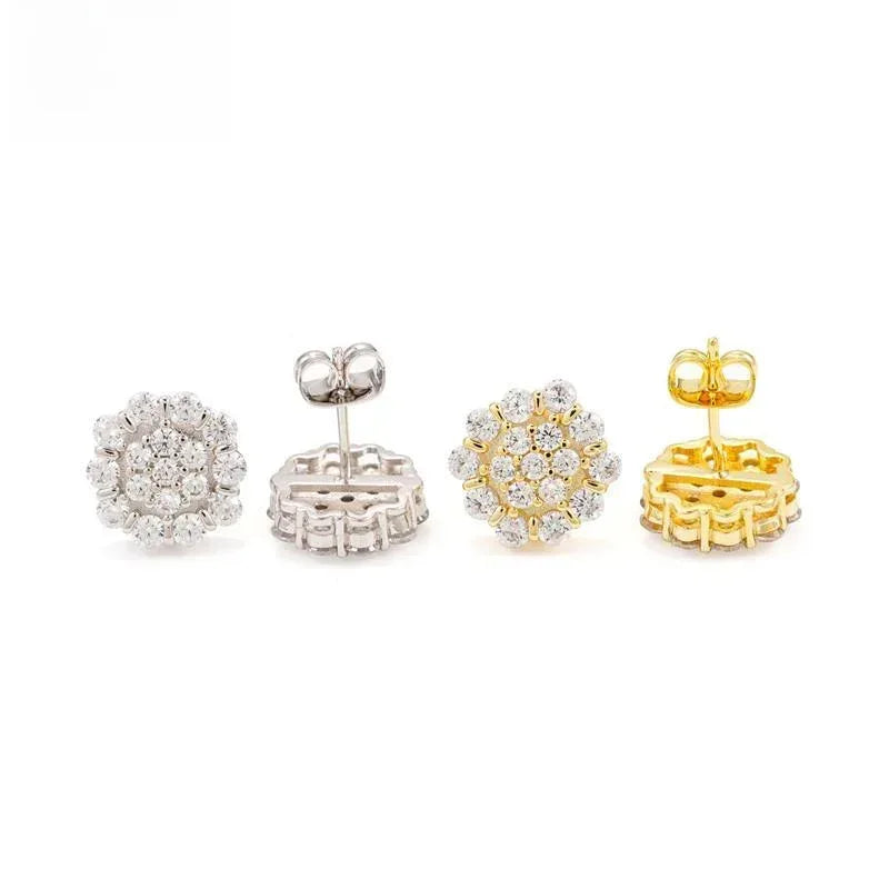 925 Silver Flower Shape Moissanite Stud Earrings - CaratixJewelry