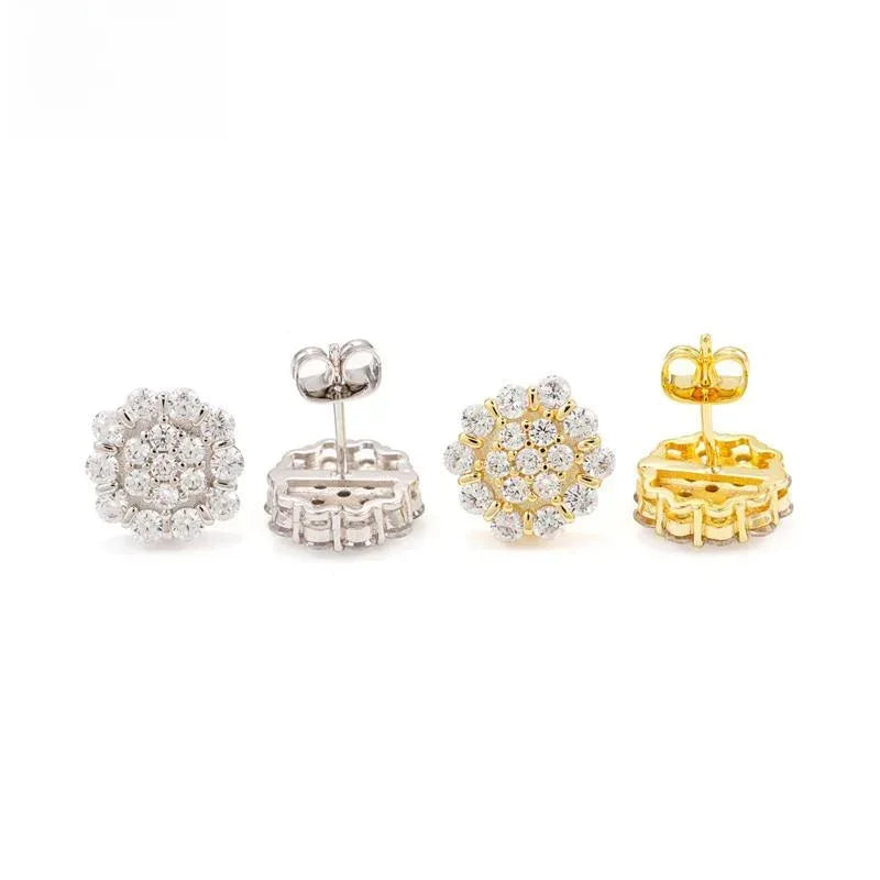 925 Silver Flower Shape Moissanite Stud Earrings - CaratixJewelry