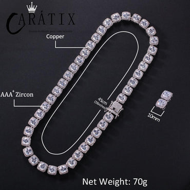 CARÁTIX - AAA Cubic Zirconia Choker Necklace Women Men Hip Hop Bling Iced Out 1 Row CZ Stone Tennis Chain Necklaces Rapper Jewelry Valentine's Day Gift for Men & Girls & Boys Mothers' Day Gift #Springtok