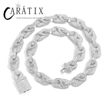 CARÁTIX Pig Nose Coffee Bean Link Chain | 5A+ CZ Iced Out Hip Hop Necklace for Men