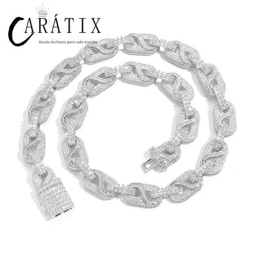 CARÁTIX Pig Nose Coffee Bean Link Chain | 5A+ CZ Iced Out Hip Hop Necklace for Men - CaratixJewelry