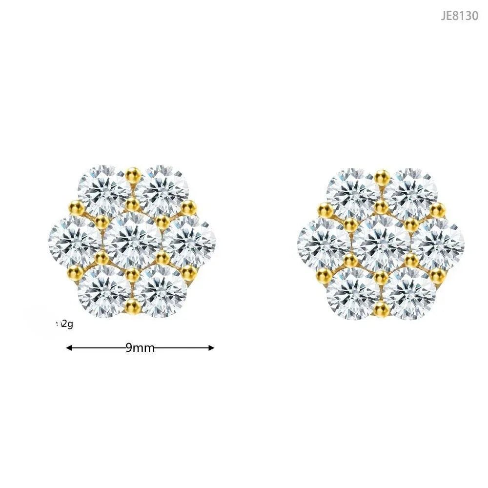 925 Silver Flower Shape Moissanite Look Earrings Unisex Jewelry - CaratixJewelry