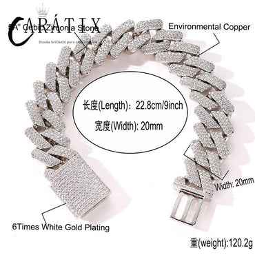 CARÁTIX 20mm Rhombus Cuban Chain Set | 3A+ CZ Iced Out Hip Hop Necklace & Bracelet for Men