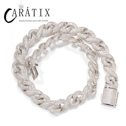 CARÁTIX Infinity 8 Shape Cuban Link Chain Necklace – 3A+ CZ Iced Out Hip Hop Bling Jewelry for Men | Solid Rapper Gift - CaratixJewelry