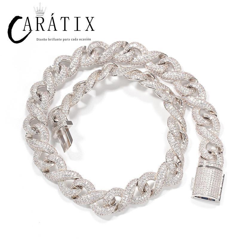 CARÁTIX Infinity 8 Shape Cuban Link Chain Necklace – 3A+ CZ Iced Out Hip Hop Bling Jewelry for Men | Solid Rapper Gift - CaratixJewelry