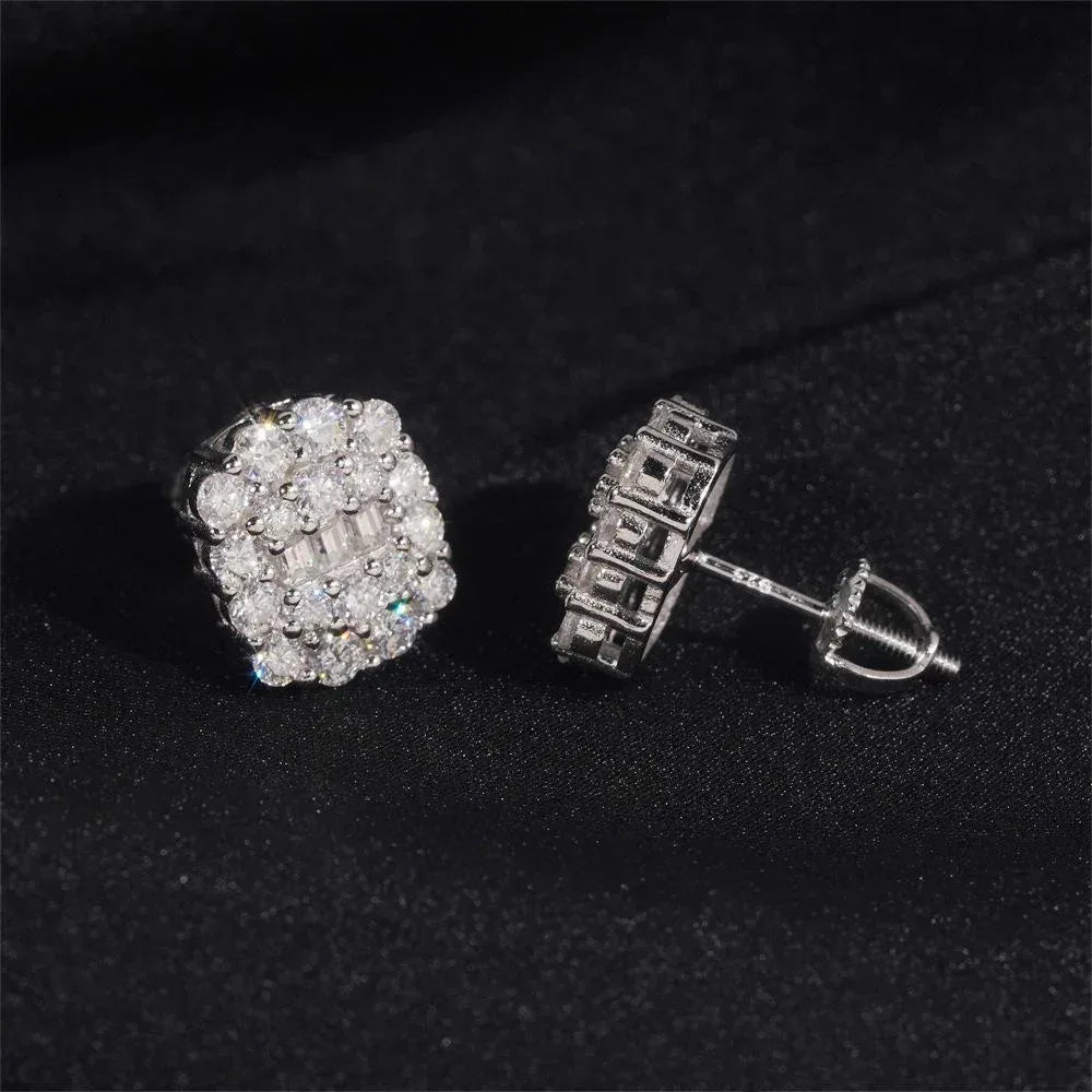 S925 Silver Moissanite Hip Hop Earrings Trendy Jewelry - CaratixJewelry