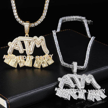 ATM Custom Letter Pendant Necklace – Iced Out Initial Necklace, Retro Hip Hop Zircon Jewelry