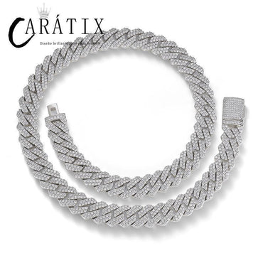 CARÁTIX 14mm Square Cuban Link Chain Necklace – 5A CZ Iced Out Hip Hop Bling Jewelry for Men | Solid Rapper Gift - CaratixJewelry