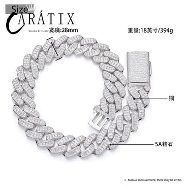 CARÁTIX 28mm Heavy Cuban Link Chain Necklace – 5A+ CZ Iced Out Solid Hip Hop Bling Jewelry for Men | Rapper Gift