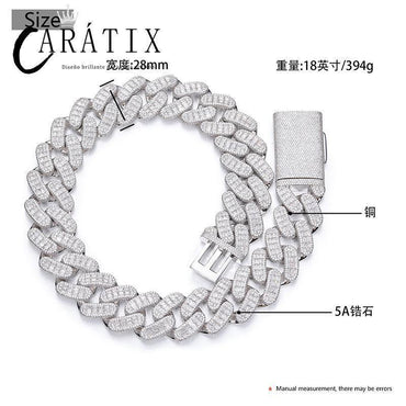 CARÁTIX 28mm Heavy Cuban Link Chain Necklace – 5A+ CZ Iced Out Solid Hip Hop Bling Jewelry for Men | Rapper Gift - CaratixJewelry