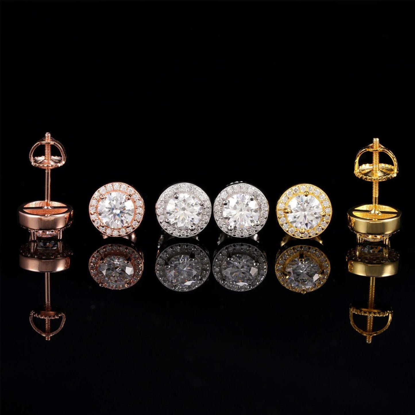 S925 Silver 8mm Moissanite Look Round Stud Earrings - CaratixJewelry