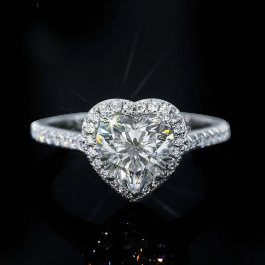 2ct Heart Moissanite Ring | S925 Silver Romantic Women’s Proposal Gift Jewelry - CaratixJewelry
