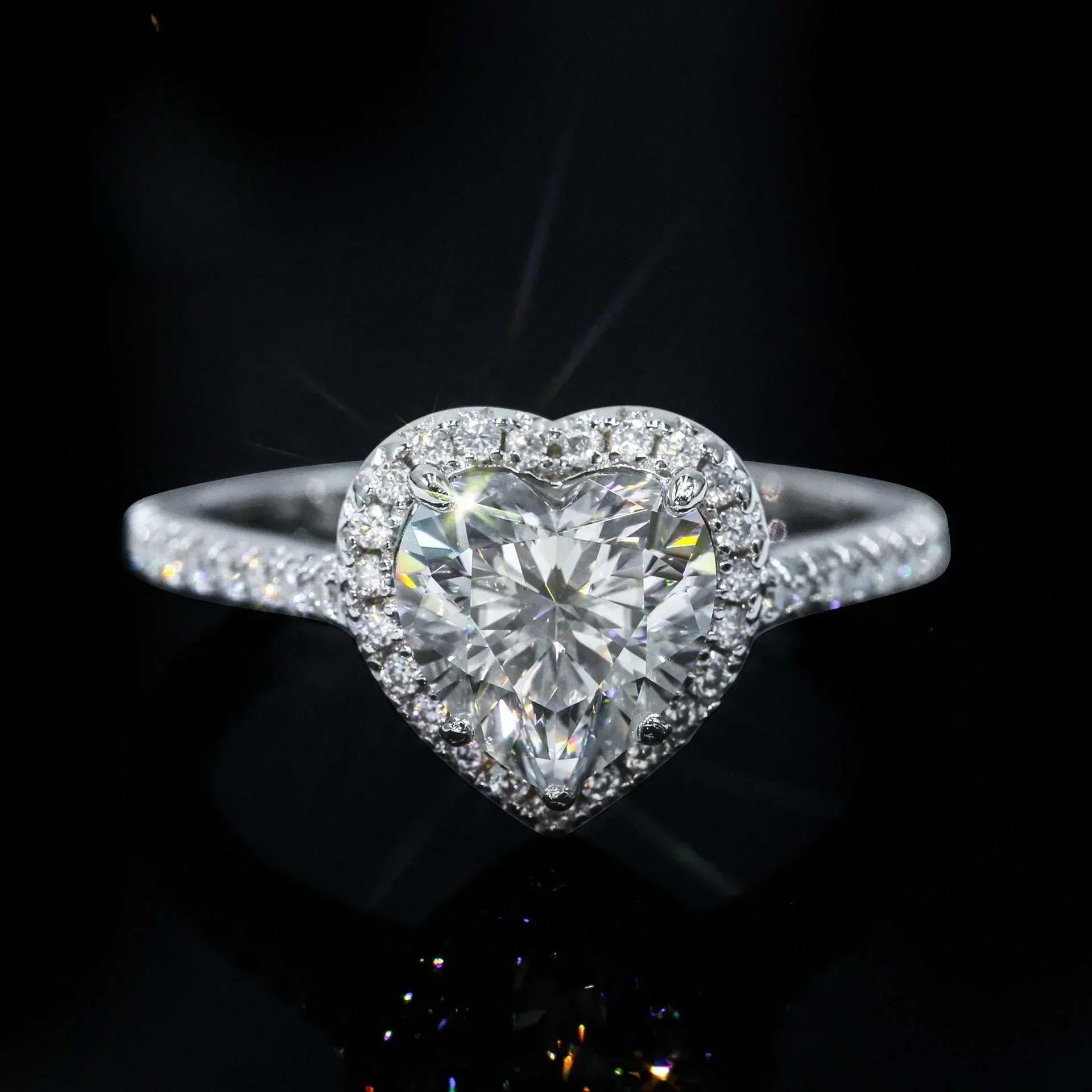 2ct Heart Moissanite Ring | S925 Silver Romantic Women’s Proposal Gift Jewelry - CaratixJewelry