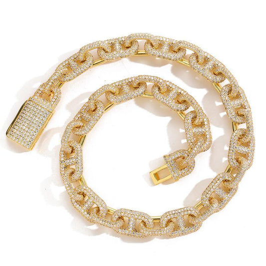 CARÁTIX Pig Nose Link Chain | 5A+ CZ Iced Out Hip Hop Necklace for Men (7"-24") - CaratixJewelry