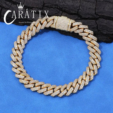 CARÁTIX - 10MM Women's Cuban CZ Necklace Hip-hop Men's Cuban Bracelet Brass Electroplated High-end Popular Jewelry Gift Valentine's Day Gift for Men & Girls & Boys Mothers' Day Gift #Springtok