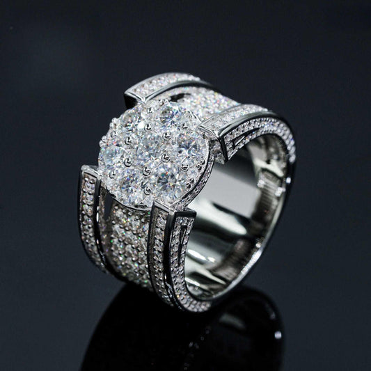 Men’s Moissanite Hip Hop Ring | S925 Silver Full Iced Out Rapper Jewelry - CaratixJewelry