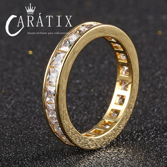 Caratix-New Creative Square Ring Couple Ring Plated Niche Design Simple Personality Unisex High Quality Hip Hop Ring