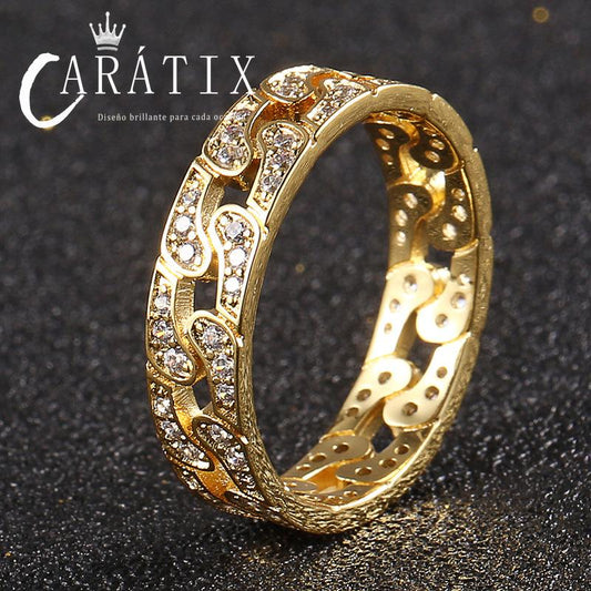 Caratix-New retro full zircon personalized hip-hop ring, fashion trend men's and women's rings, one high-quality hip-hop ring