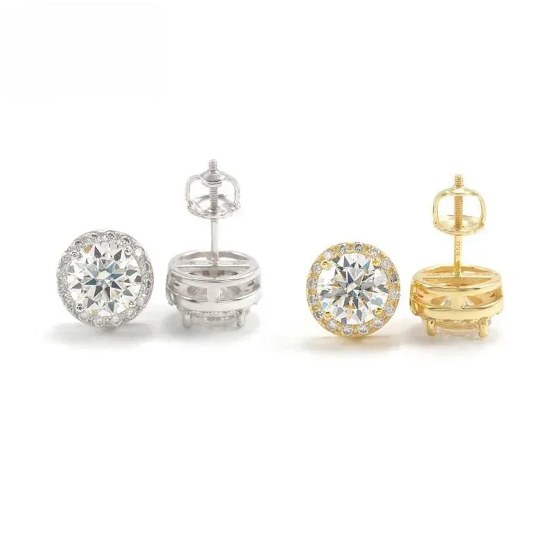 S925 Silver Round Bezel Moissanite Stud Earrings - CaratixJewelry