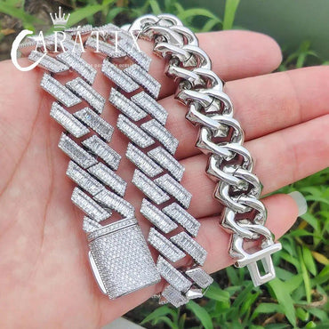 CARÁTIX 18mm Miami Cuban Link Chain Necklace – Mixed Inlay Zircon Iced Out Hip Hop Bling Jewelry for Men | Luxury Gift