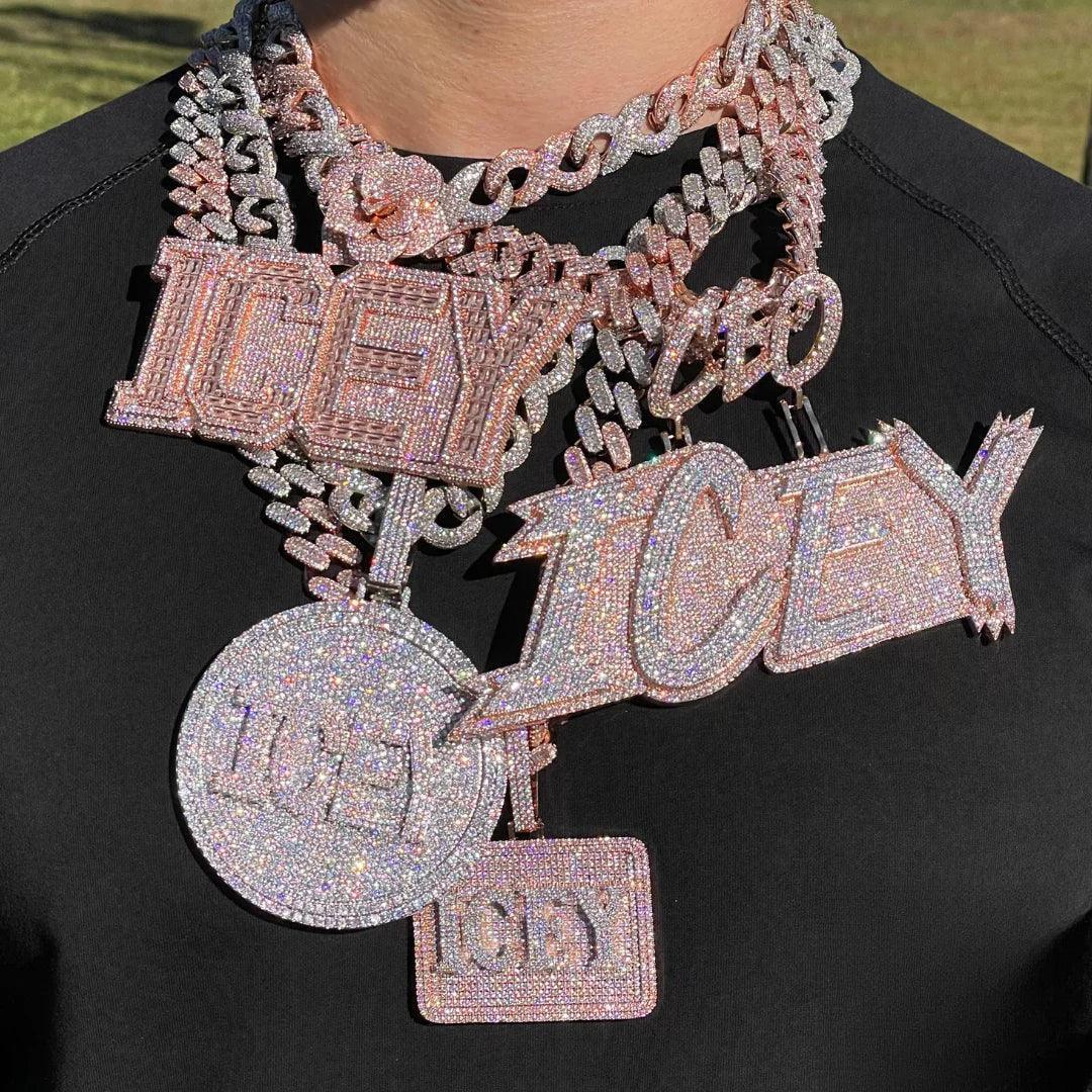 Disc Edition Iced Out Personalized Custom Name Necklace Pendant – Luxury Hip Hop Jewelry for Men & Women - CaratixJewelry