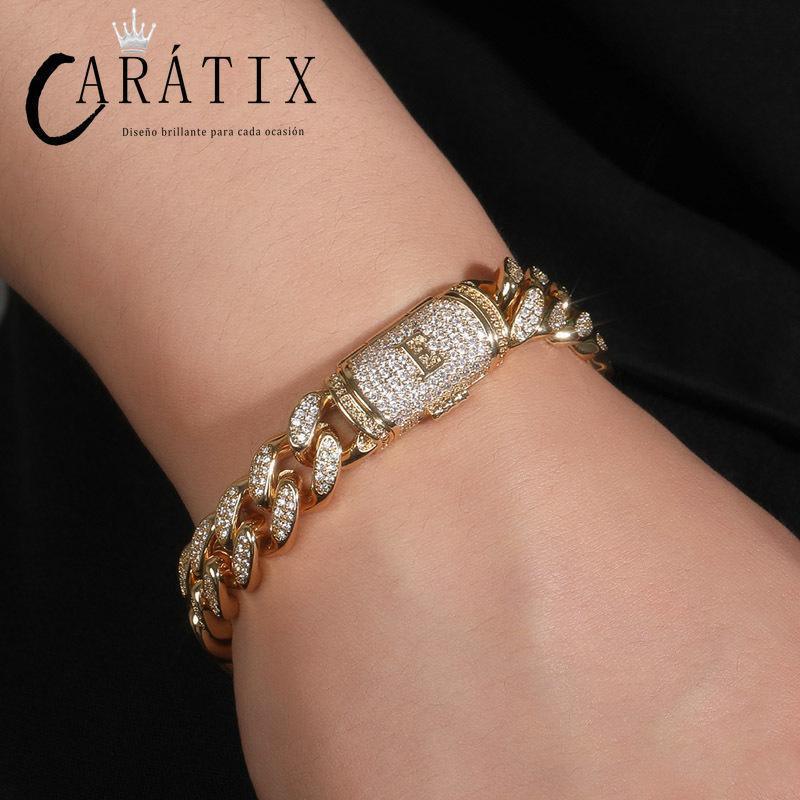 CARÁTIX – Letters Link Chain Necklace | Iced Out Round Cuban Choker for Men & Women - CaratixJewelry