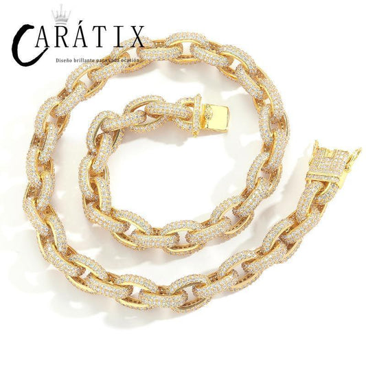 CARÁTIX Beads Cross Chain | 5A+ CZ Iced Out Hip Hop Necklace for Men - CaratixJewelry