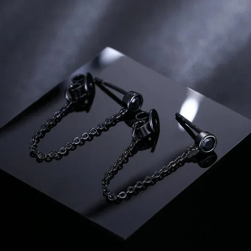 Black Iced D Color VVS Tassel Style 925 Silver Earrings - CaratixJewelry