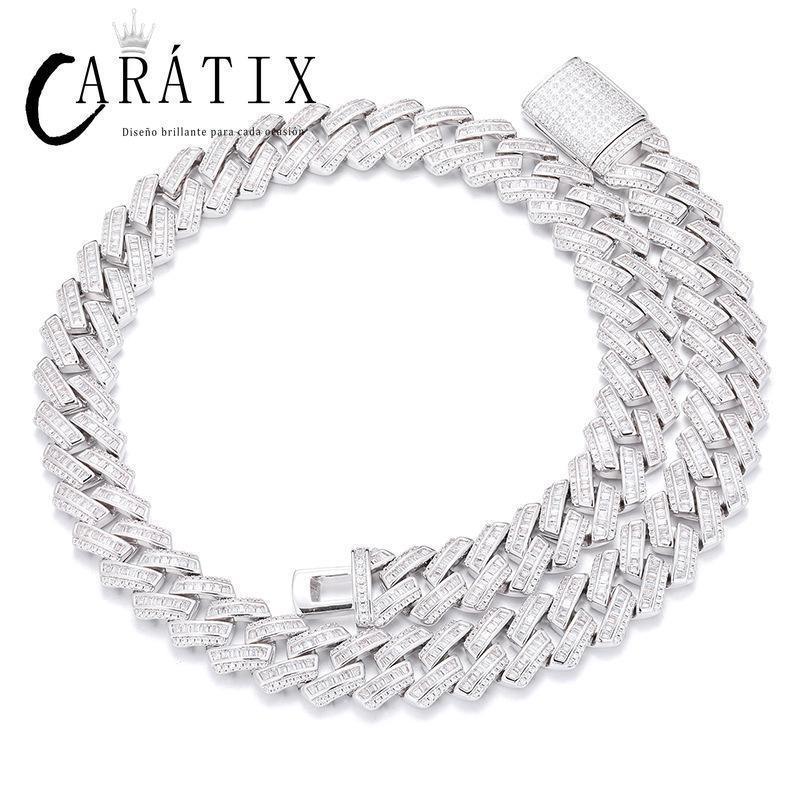 CARÁTIX – 16mm Rhombus Cuban Miami Link Chain Necklace | Iced Out CZ Bling Hip Hop Jewelry for Men & Women, Rapper Street Style - CaratixJewelry
