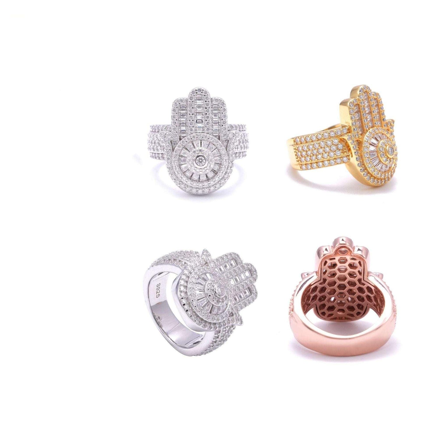 T-Style Moissanite Hand Ring | S925 Silver Unisex Iced Out Hip Hop Jewelry - CaratixJewelry