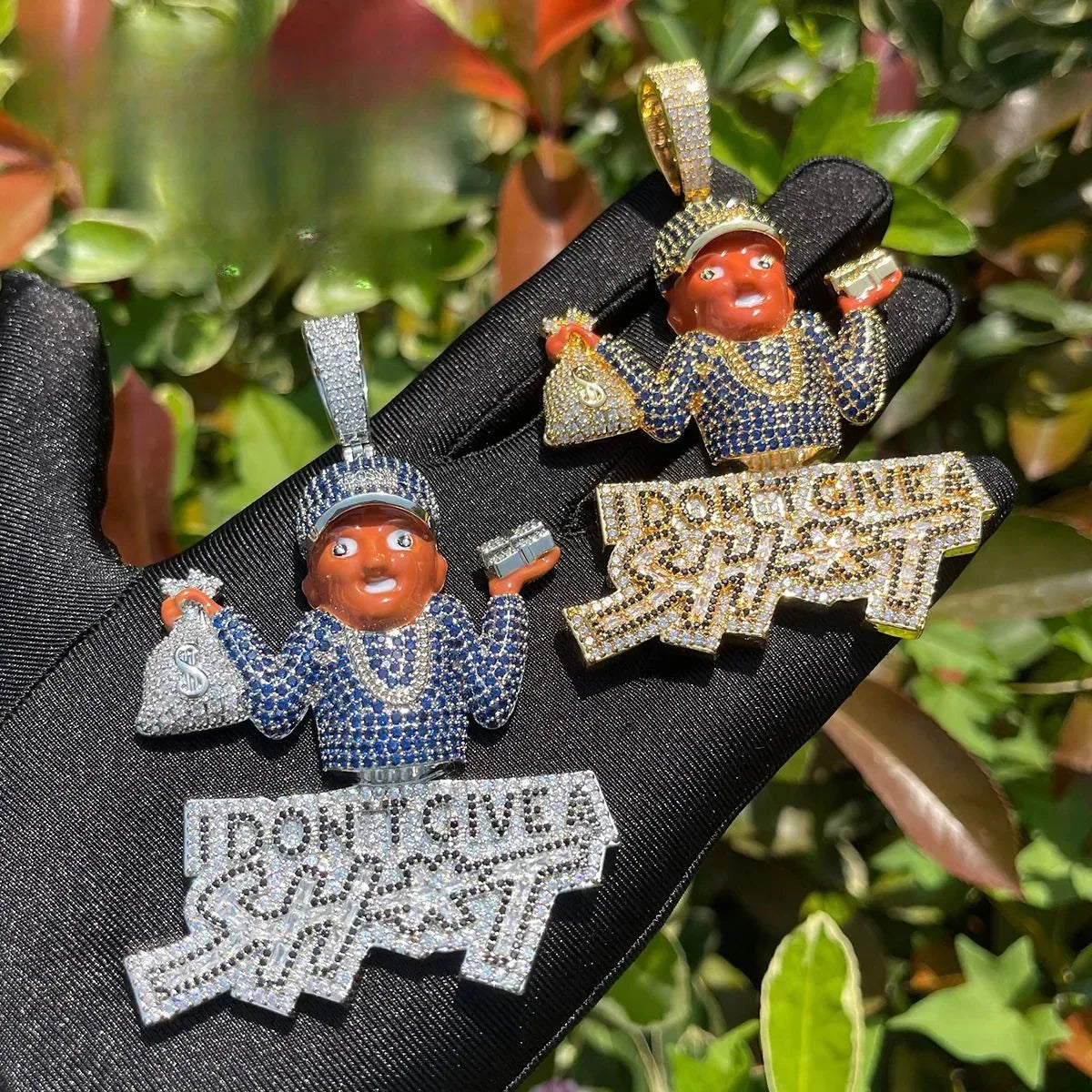 Iced Out "SHIT" Cartoon Letter Pendant | Men's Real Copper CZ Necklace - CaratixJewelry