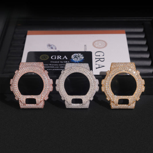 Custom S925 Silver Moissanite Watch Case | Iced Out Watch Bezel & Cover | Caratix