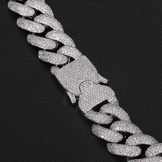 CARÁTIX 20mm Heavy Cuban Link Chain Necklace – 5A+ CZ Iced Out Hip Hop Bling Jewelry for Men | Solid Rapper Gift