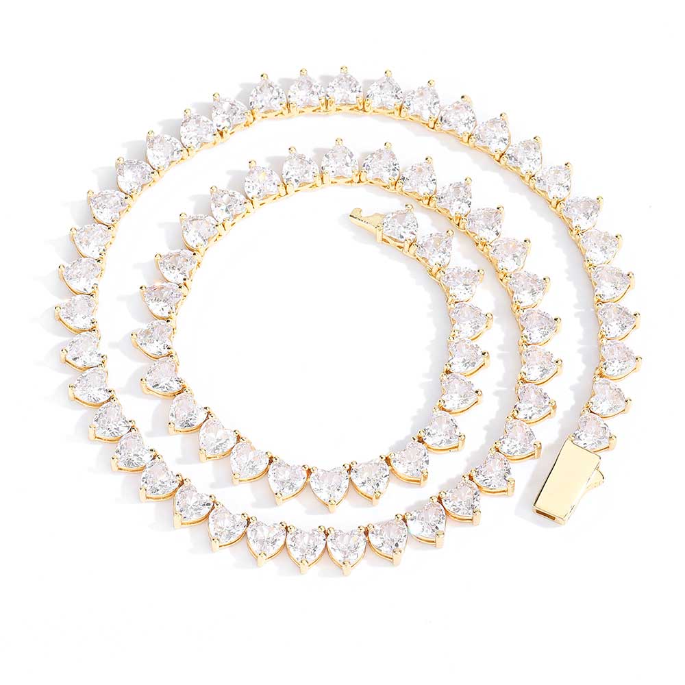 CARÁTIX - 6mm Heart Shape Tennis Chain Bling Necklace For Women Gift Fashion Jewelry A token of love Valentine's Day Gift for Men & Girls & Boys Mothers' Day Gift #Springtok