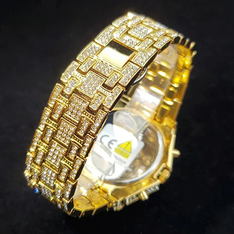 Luxury Full Iced Bright Zircon Men's Watch | Hip Hop Quartz Wristwatch | Waterproof Luminous Reloj Hombre | Caratix - CaratixJewelry