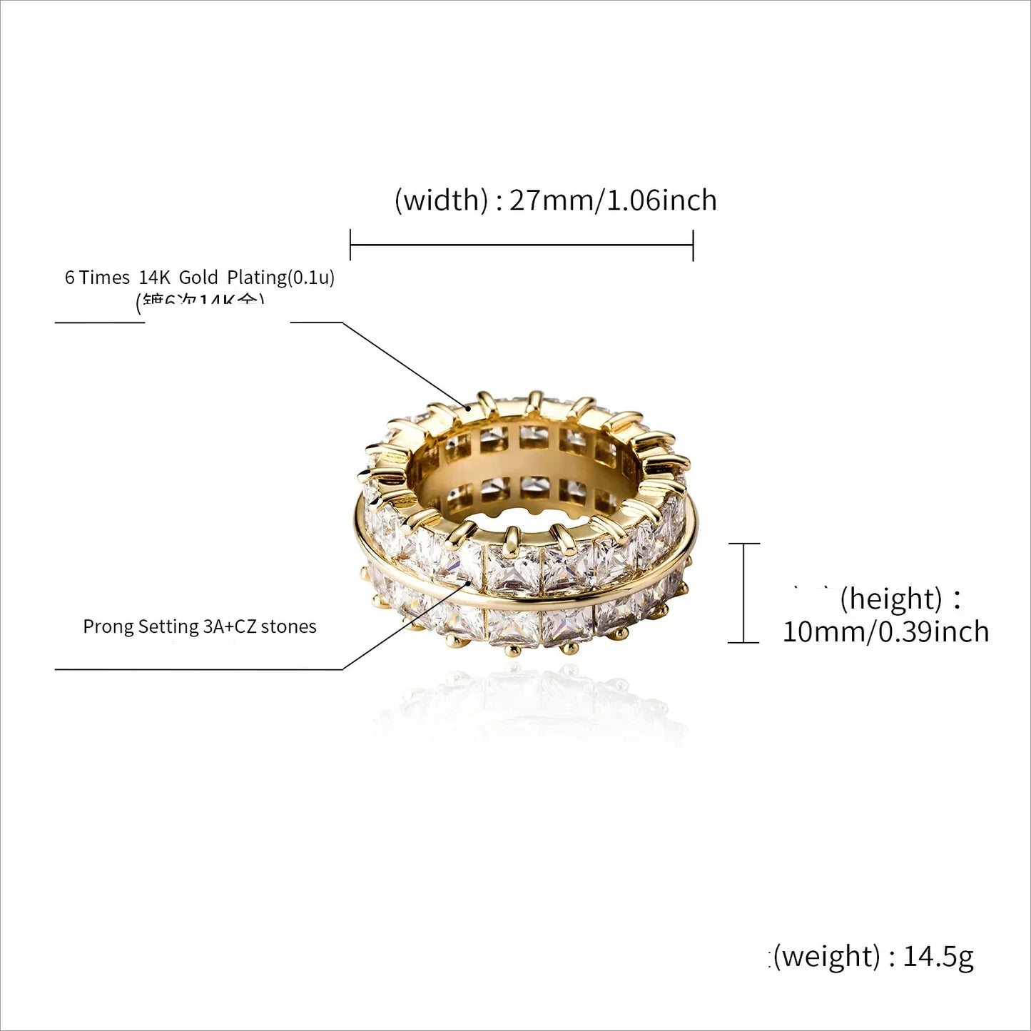 Men's Split-Band Hip Hop Ring | Double Row Iced Out Jewelry | Caratix