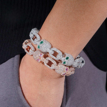 Moissanite Skull Cuban Link Bracelet | S925 Silver Men’s Iced Out Hip Hop Jewelry - CaratixJewelry