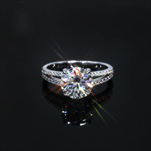 3ct Round Moissanite Wedding Ring | S925 Silver Minimalist Bridal Jewelry - CaratixJewelry