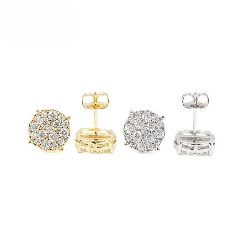 New S925 Silver Full Pave Moissanite Round Stud Earrings - CaratixJewelry