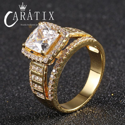 CARÁTIX Big Zircon Ring | True Electroplated Micro-Inlaid Hip Hop Jewelry for Men