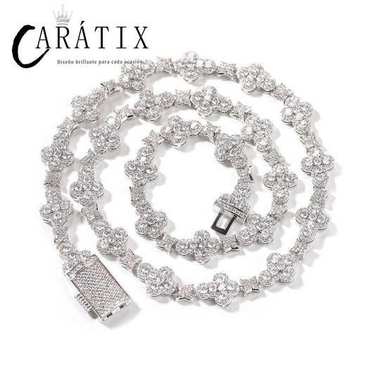 CARÁTIX Cross & Star Link Chain Necklace – 5A+ CZ Iced Out Hip Hop Bling Jewelry for Men & Women | Gold & Silver Rapper Gift