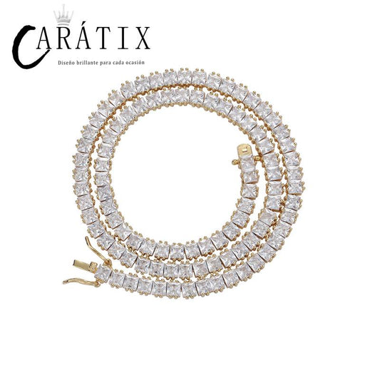 CARÁTIX - Hip Hop 4*4mm Square CZ Stone Bling Iced Out Tennis Link Chain Bracelet for Men Women Rapper Jewelry Golden Silver Color Valentine's Day Gift for Men & Girls & Boys Mothers' Day Gift #Springtok