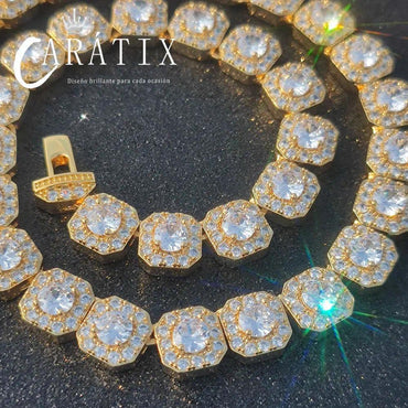 CARÁTIX - 10mm 12mm Clustered CZ Tennis Chain Cubic Zircon Stones Necklaces For Women High End luxury Jewellery Valentine's Day Gift for Men & Girls & Boys Mothers' Day Gift #Springtok