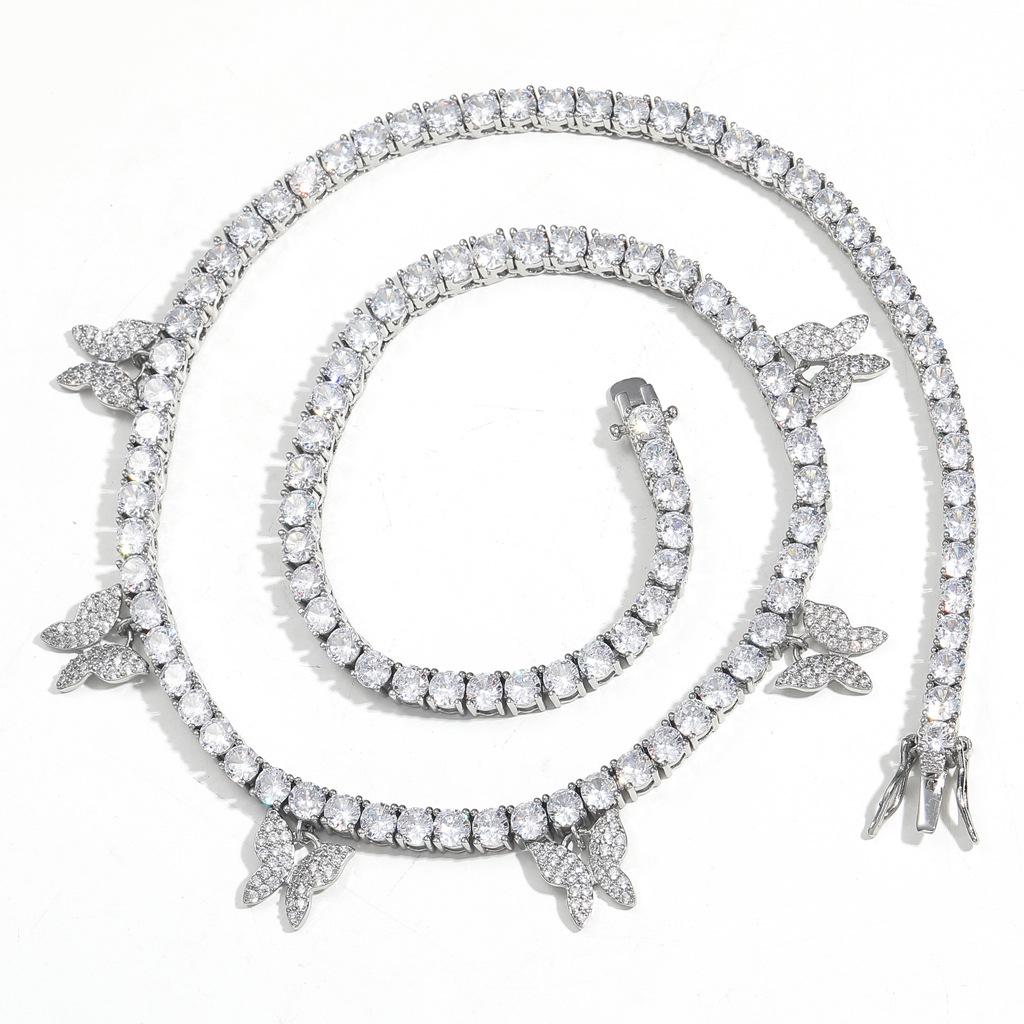 CARÁTIX 6PCS Butterfly CZ Tennis Chain Necklace – 4mm Iced Out Hip Hop Bling Choker for Women & Men | Rapper Jewelry Gift