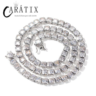 CARÁTIX 1-Row Square Tennis Chain | AAA CZ Iced Out Hip Hop Necklace for Men - CaratixJewelry