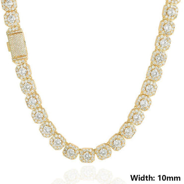 CARÁTIX 10mm Clustered CZ Tennis Chain Necklace – Cubic Zircon Choker Fashion Jewelry - CaratixJewelry