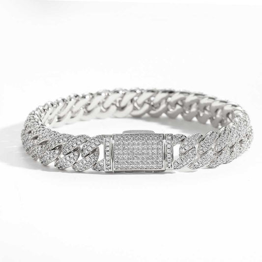 CARÁTIX 10MM Miami Cuban Chain Necklace – Luxury CZ Hip Hop Jewelry with Silver Plating for Men & Women - CaratixJewelry