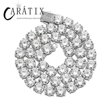 CARÁTIX 10mm Round CZ Tennis Chain Necklace – Claw-Set Iced Out Hip Hop Choker for Men & Women - CaratixJewelry