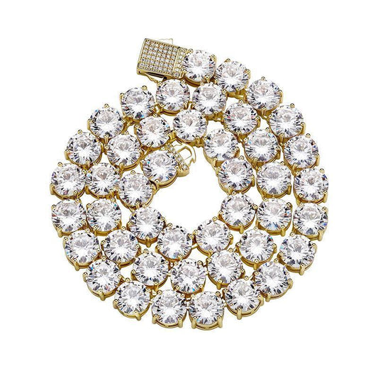 CARÁTIX 10mm Round CZ Tennis Chain Necklace – Claw-Set Iced Out Hip Hop Choker for Men & Women - CaratixJewelry