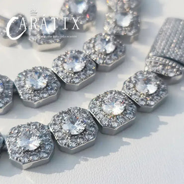 CARÁTIX 10mm/12mm Clustered CZ Tennis Chain Necklace – High-End Luxury Cubic Zircon Jewelry for Women - CaratixJewelry